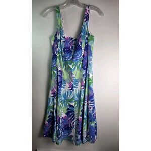 Dressbarn WOMEN'S Linen DRESS SIZE 10 COLOR Blue/Green/White Zip